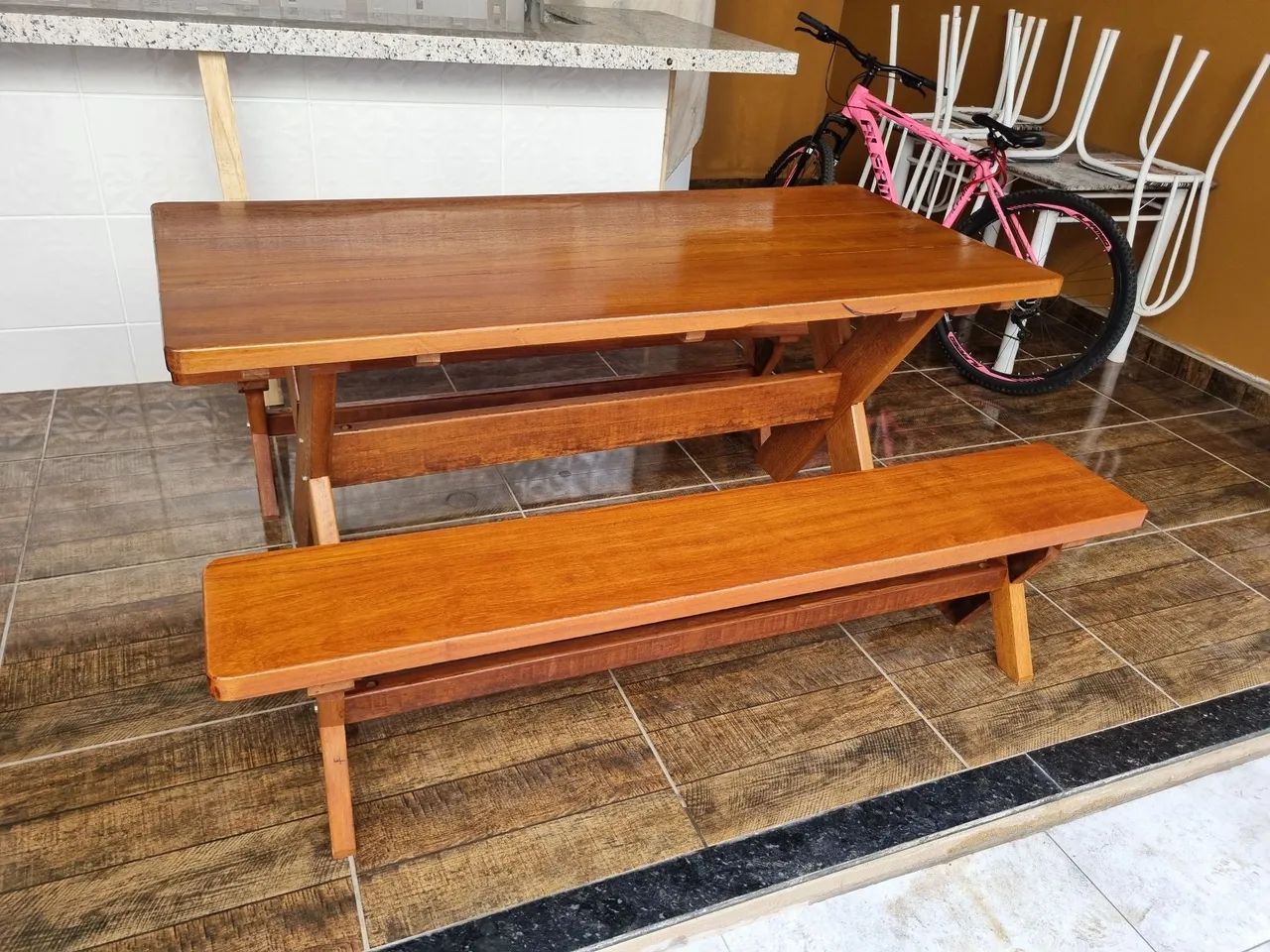 Mesa Grossa Pesada Madeira Maciça 12 x R$ 237,00 - Foto 3