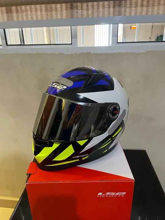 Capacete LS2 FF358 branco e azul starwa - Foto 3