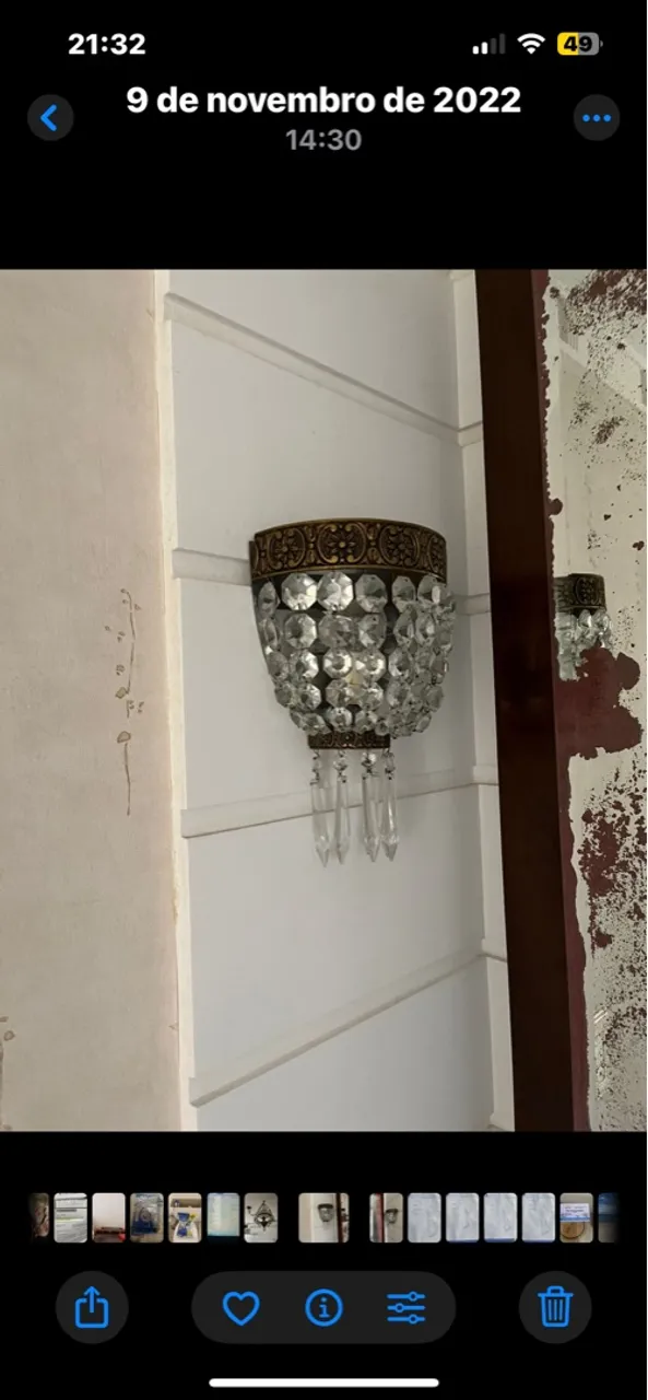 Luminárias de parede de bronze e cristais