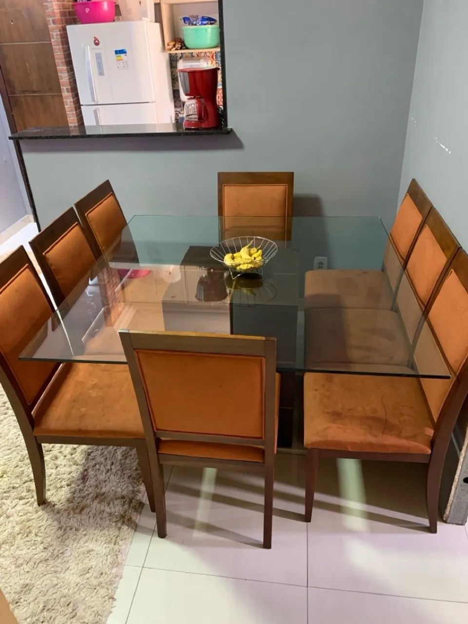 Mesa de vidro de 8 cadeiras 