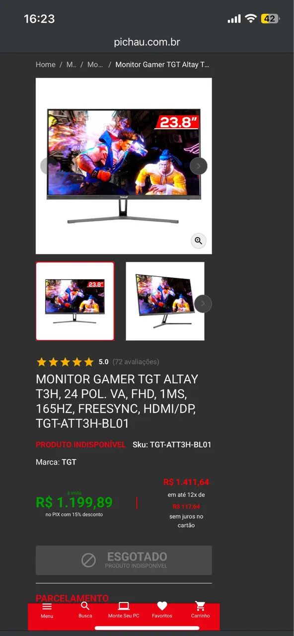 Monitor 165z 23.8pol com defeito  - Foto 2