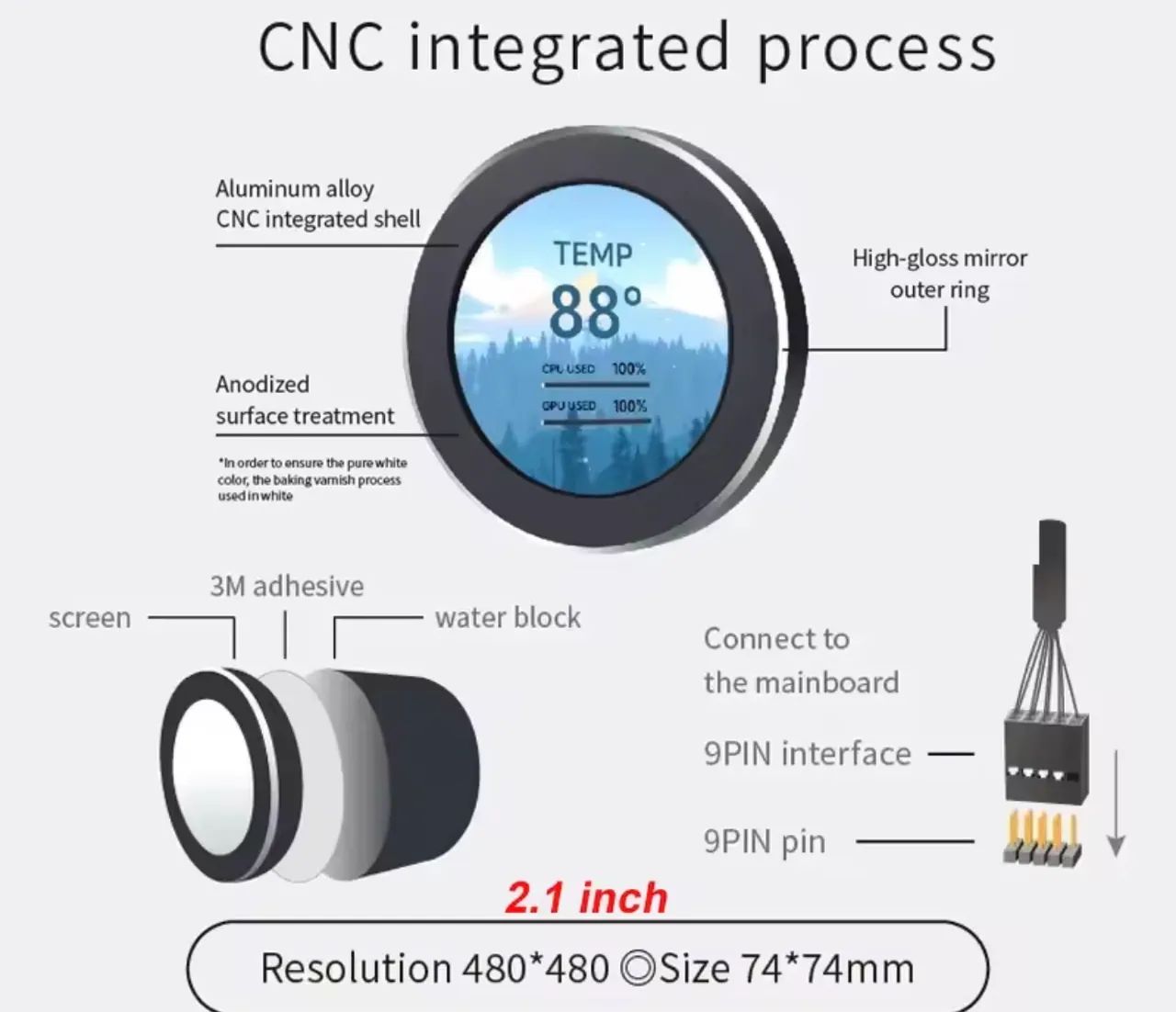 Tela ips 2.1p para water cooler  - Foto 2
