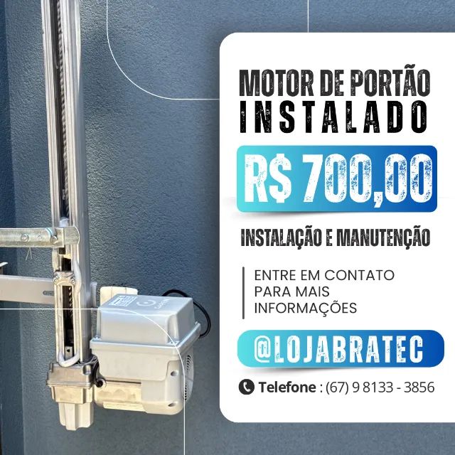 Motor de portão eletrônico 8 segundos (instalado)