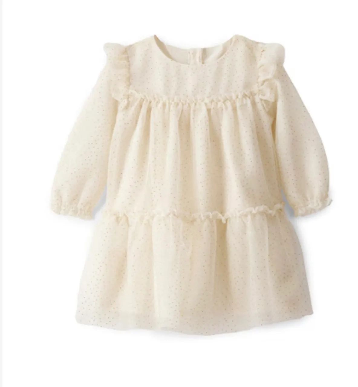 Vestido modelo evasê com tule de poá bege Carter?s, 3M usado apenas uma vez 