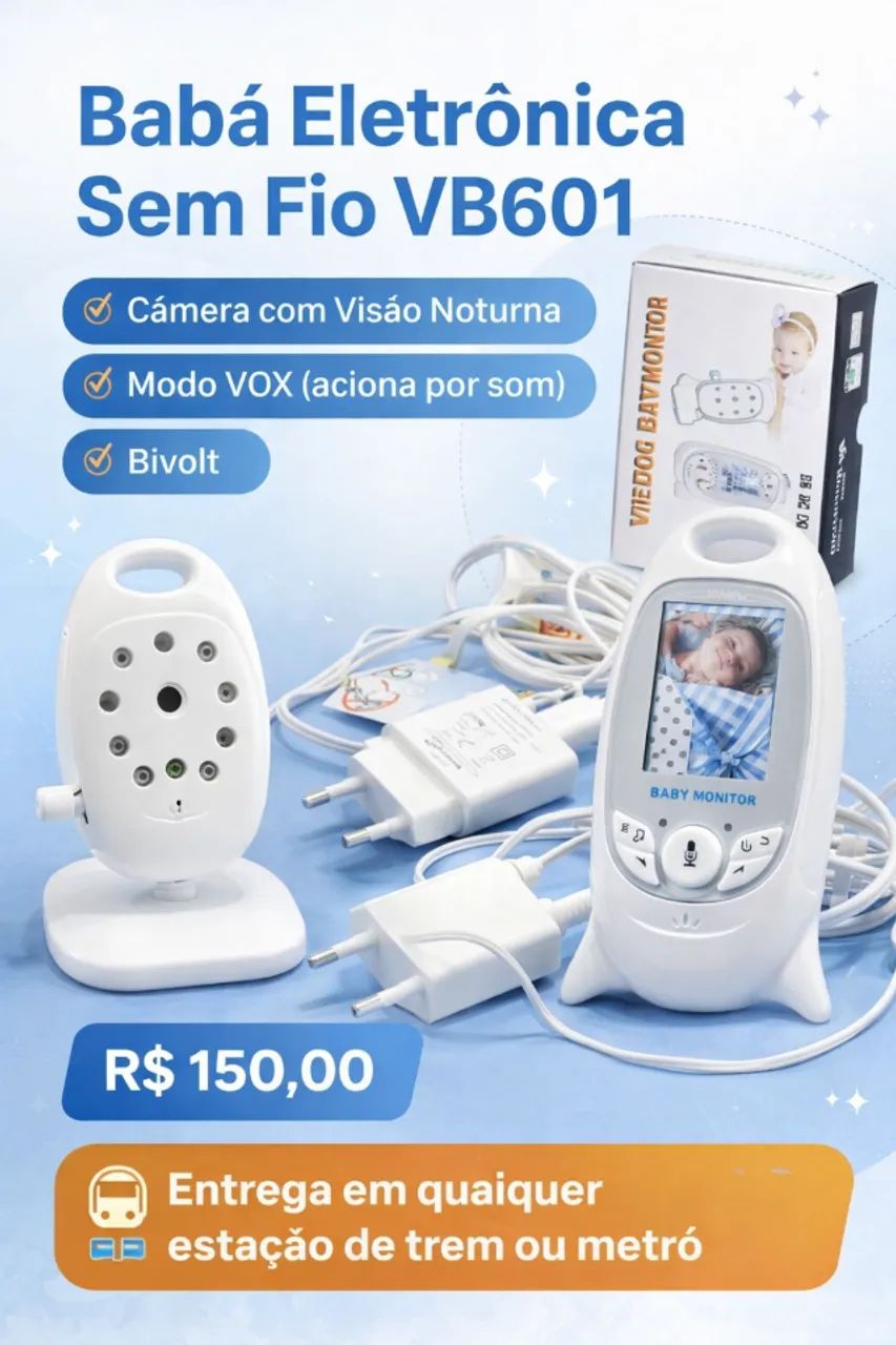 ? Babá Eletrônica VB601 com Câmera e Monitor - Visão Noturna  Produto usado por apenas 15