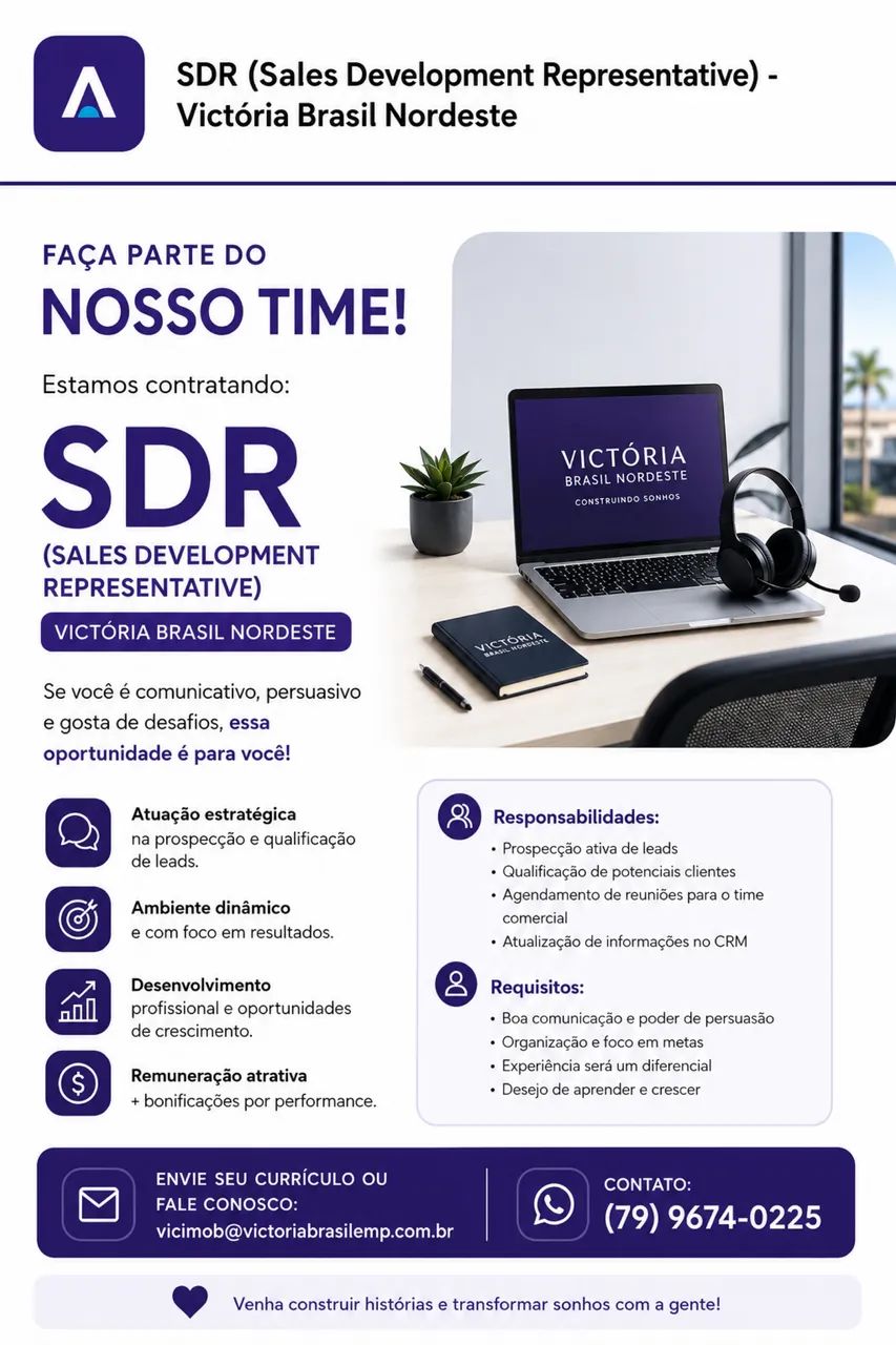? VAGA ABERTA | SDR (Sales Development Representative)