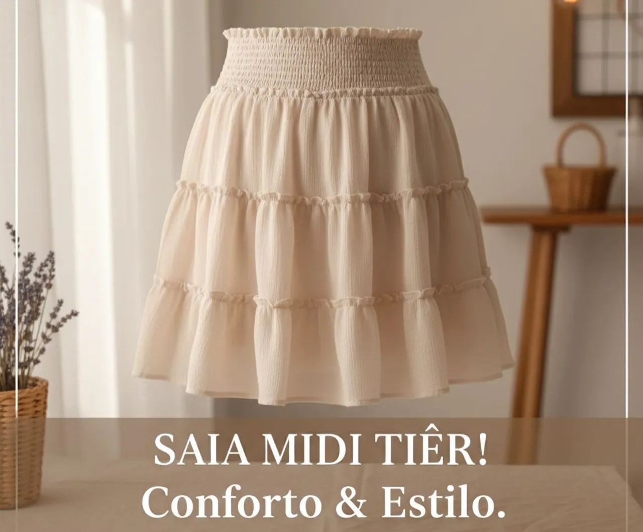 Linda Saia bege nova - tamanho P