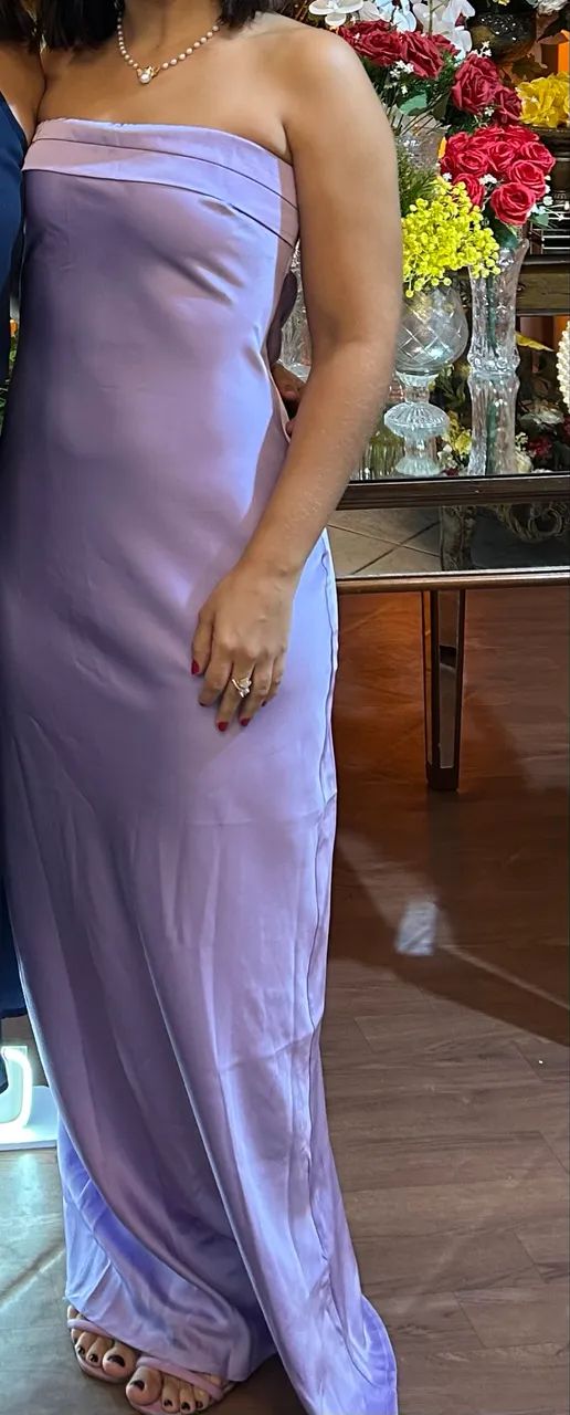 Vestido de cetim lilás - M
