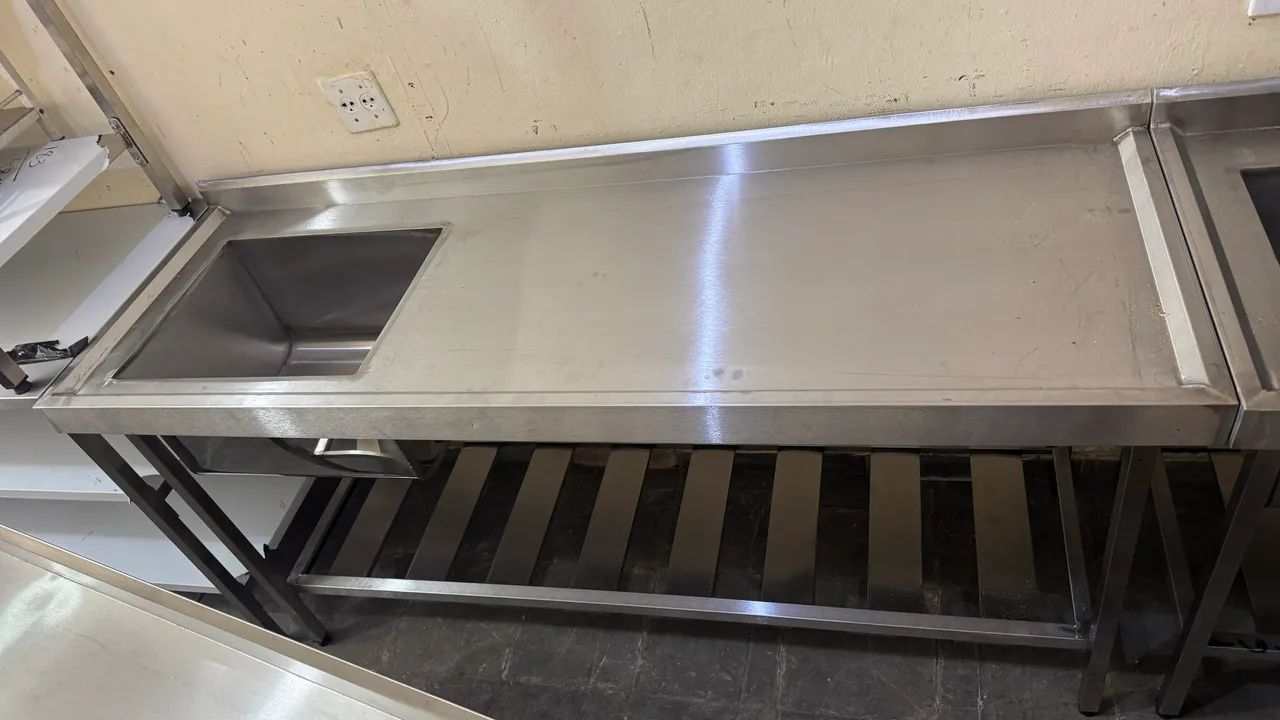 Pia inox 1,80 x 60 uma Cuba  - Foto 4