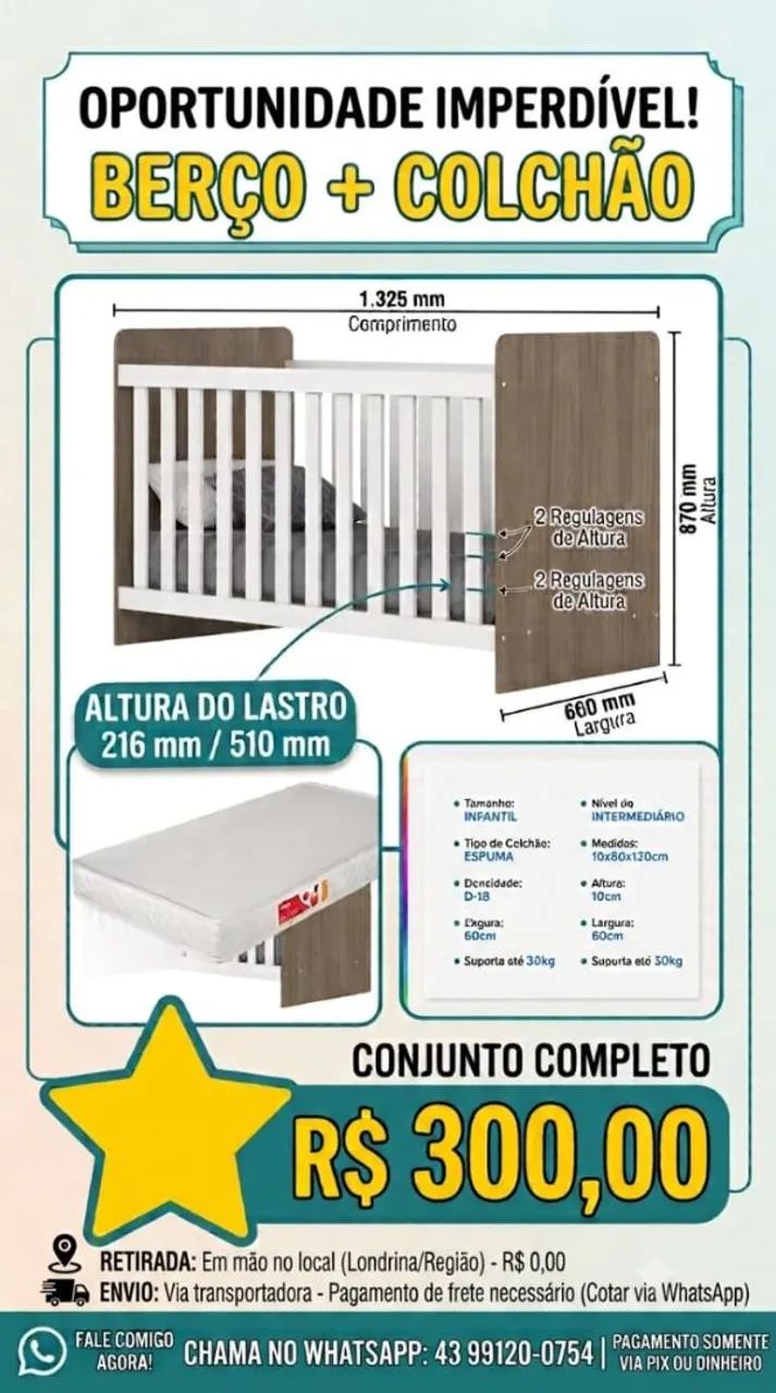 Berço infantil padrão brasileiro