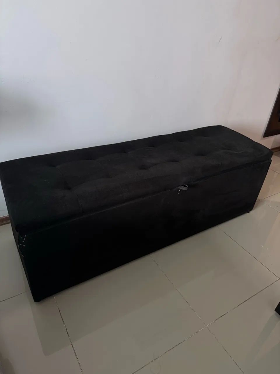 Recamier puff baú, suede preto, usado. - Foto 3