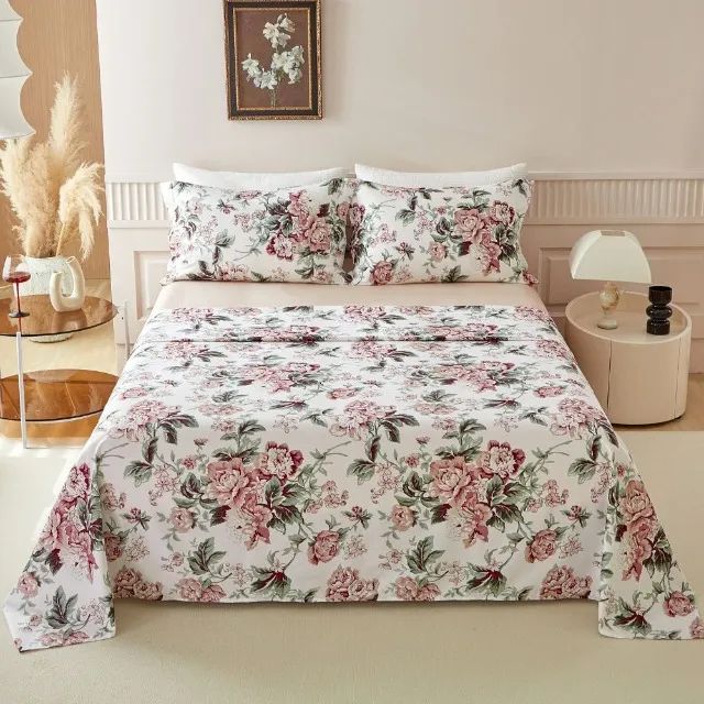 jogo de cama estampa roses 200 fios 4 peças queen