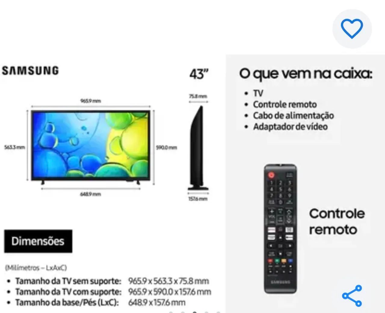 Samsung Smart TV de 43 polegadas, modelo F6000F - Foto 2