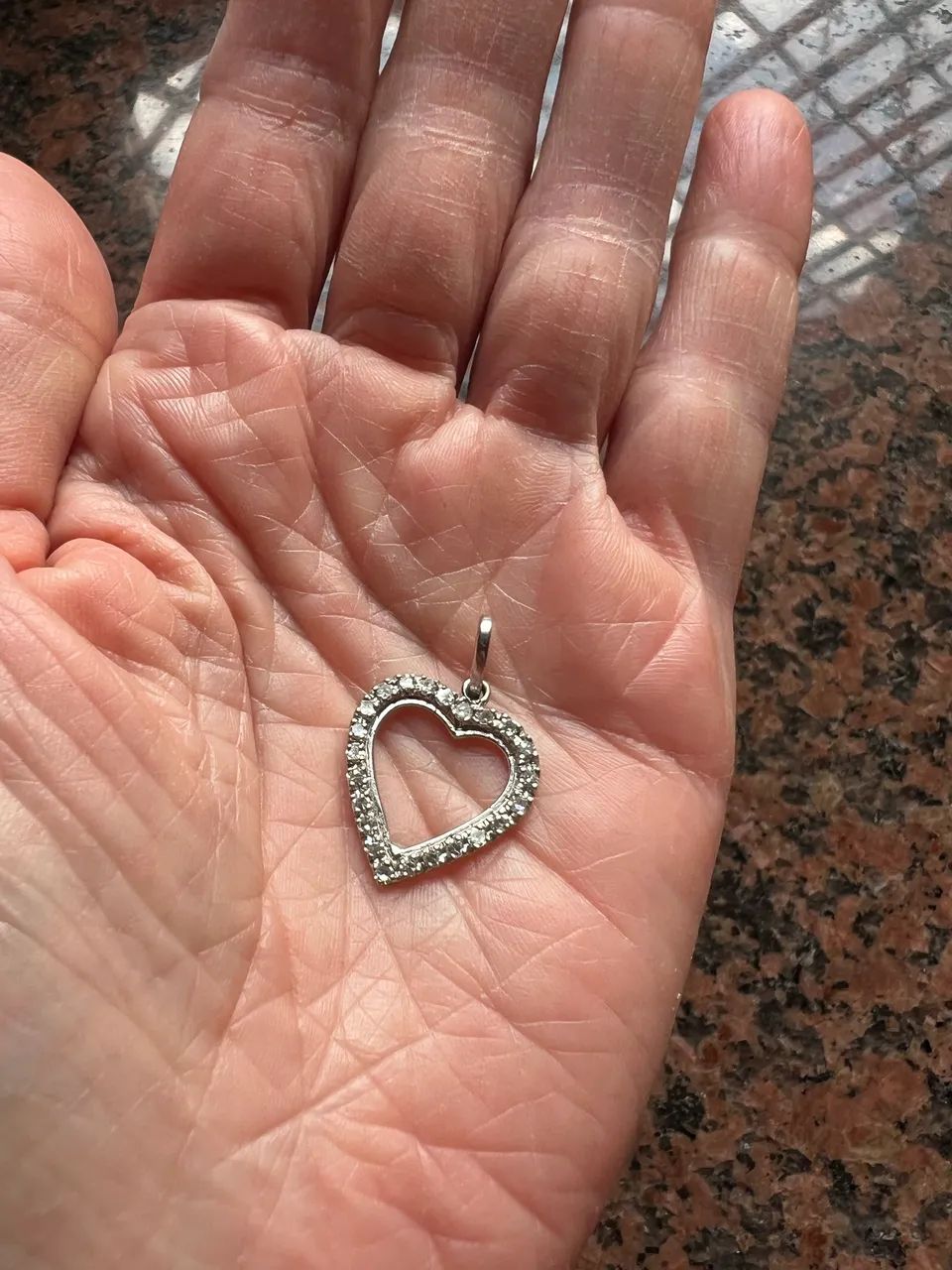 Pingente coração ouro branco 18k com diamantes - Foto 4