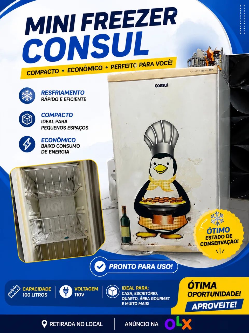 FREEZER COMPACTO 100 CÔNSUL USADO