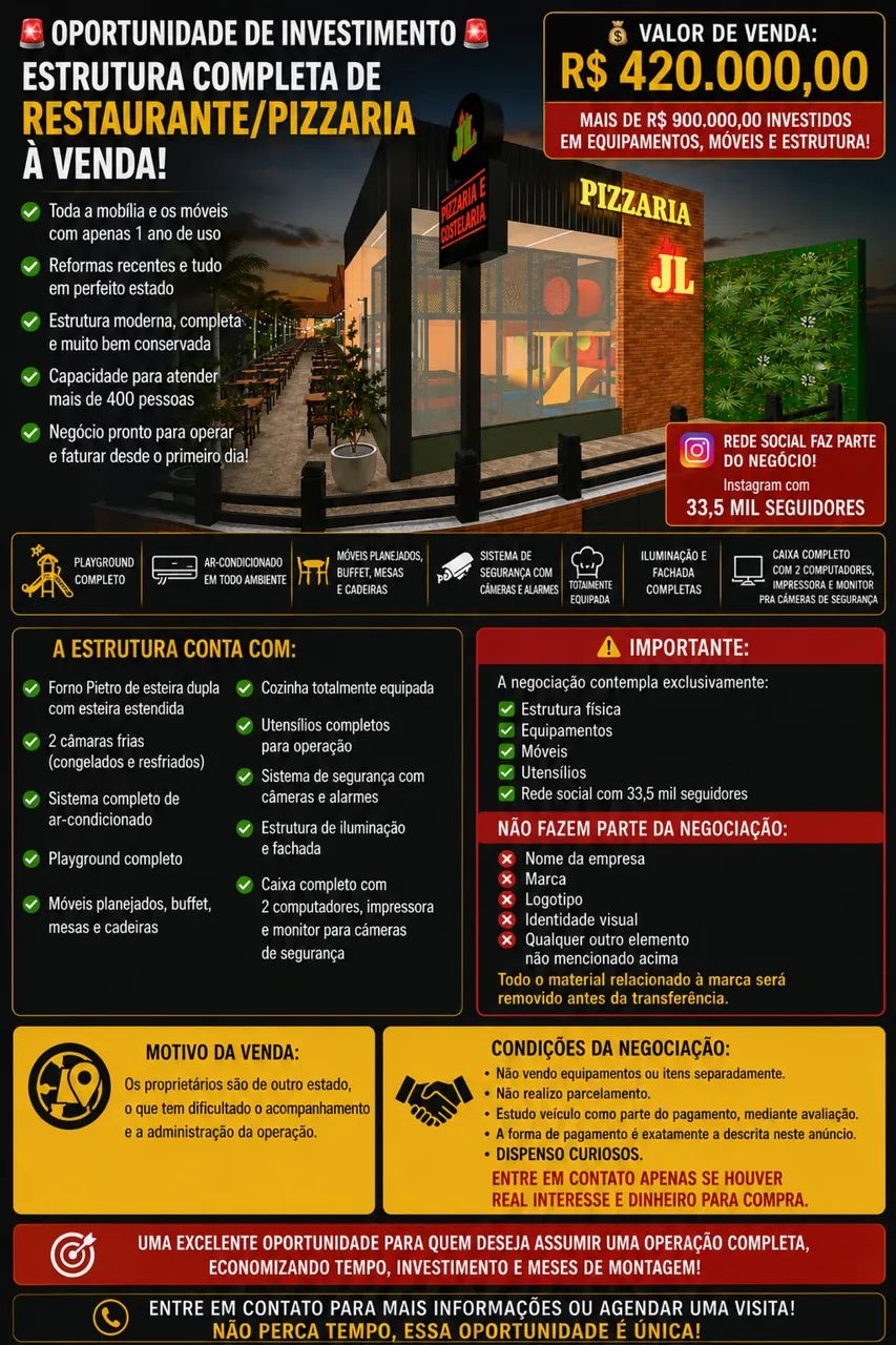 Vende-se pizzaria em Bauru 