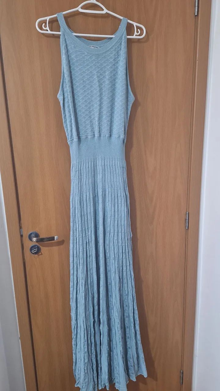 Vestido de tricô longo com forro - Foto 2
