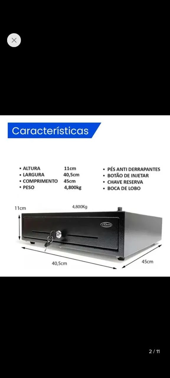 Gaveta de dinheiro caixa sistema boca de lobo - Foto 2