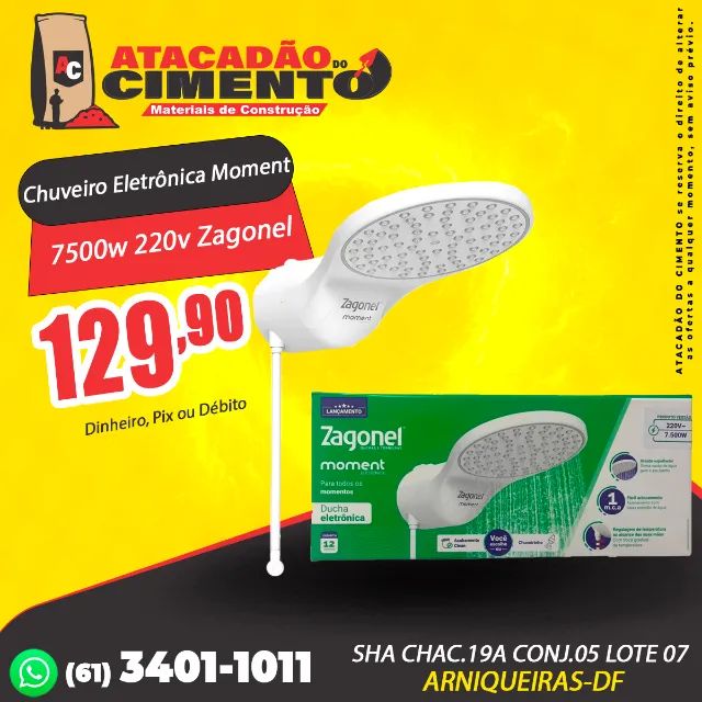 Chuveiro Eletrônica Moment 7500w 220v Zagonel