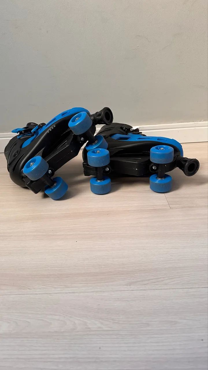 Patins Quad Roller 4 Rodas 33-40 Azul E Preto Ajustável - Foto 4