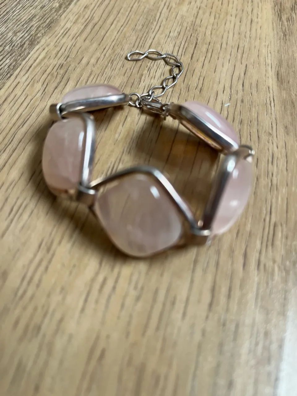 Conjunto Brinco e Pulseira Quartzo Rosa - Foto 2