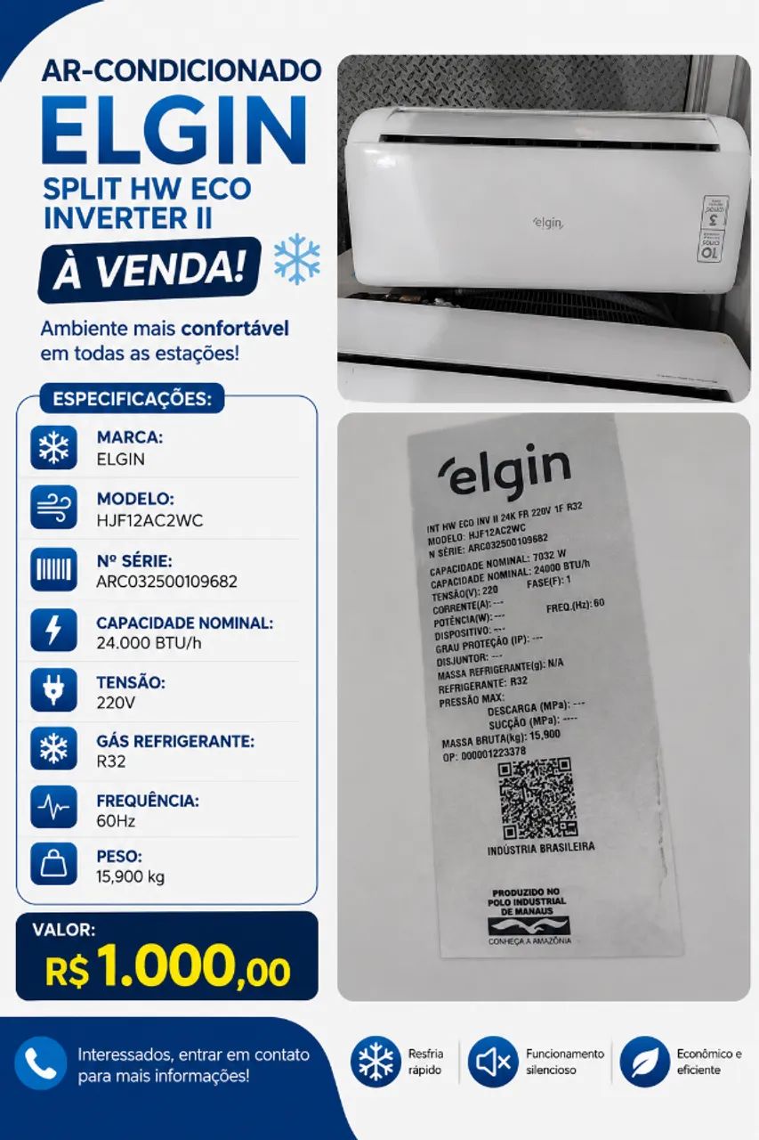 Ar Condicionado Elgin 9.000 btus