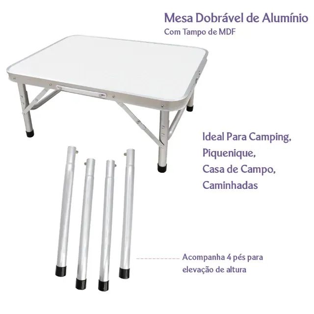 Mesa dobrável Portátil Vira Maleta Camping Praia 60x45cm - Foto 2