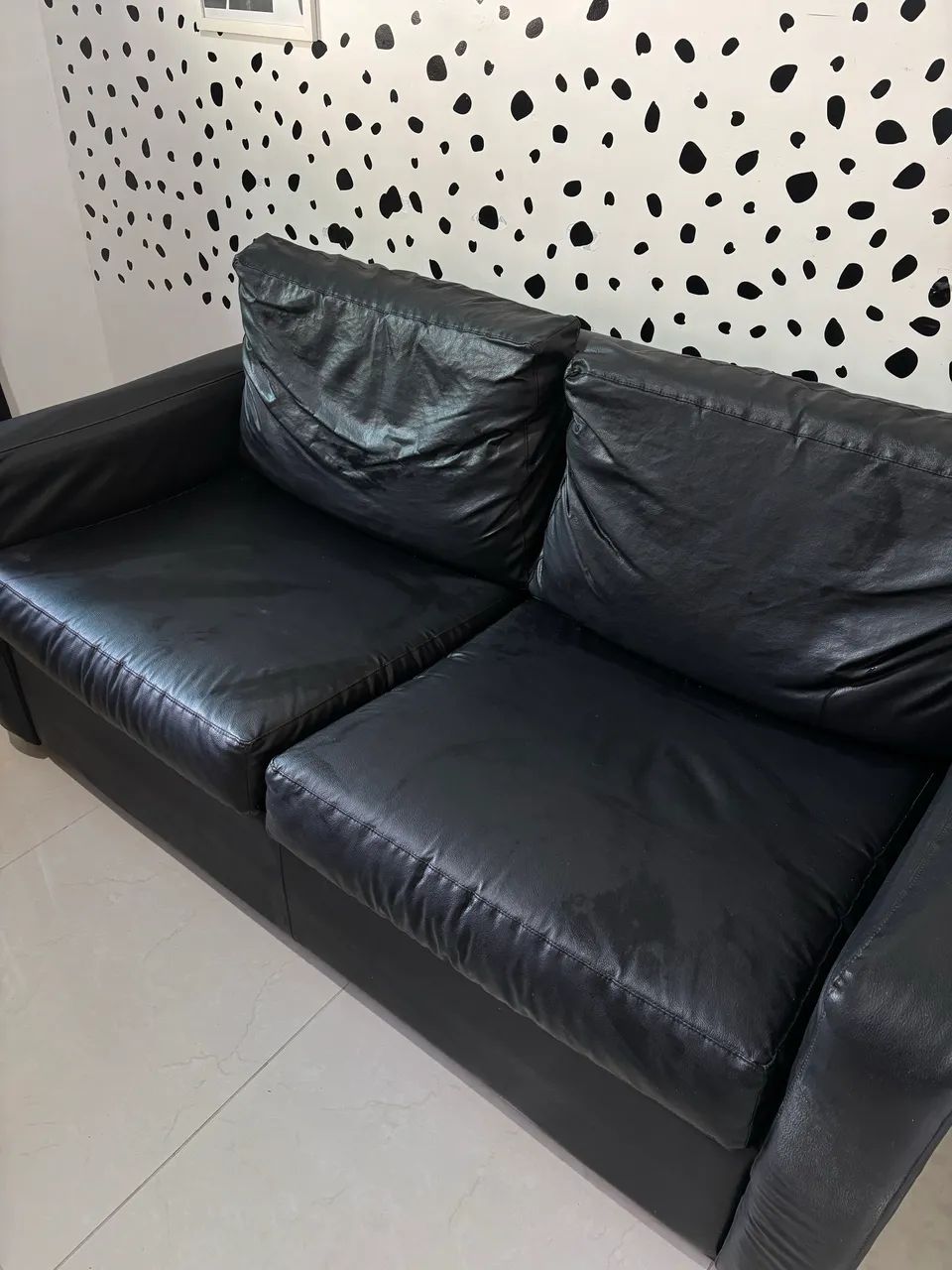 Sofá cama de couro legitimo preto - Foto 3
