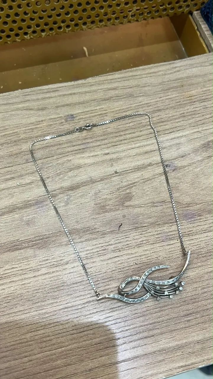 Corrente em ouro branco com diamante  - Foto 2