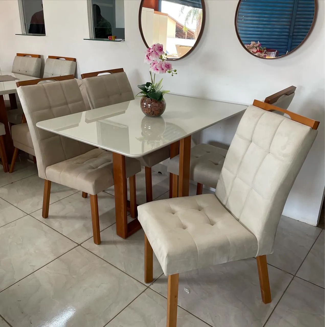 Mesa de Jantar 120x80cm Com 4 Cadeiras 100% Madeira