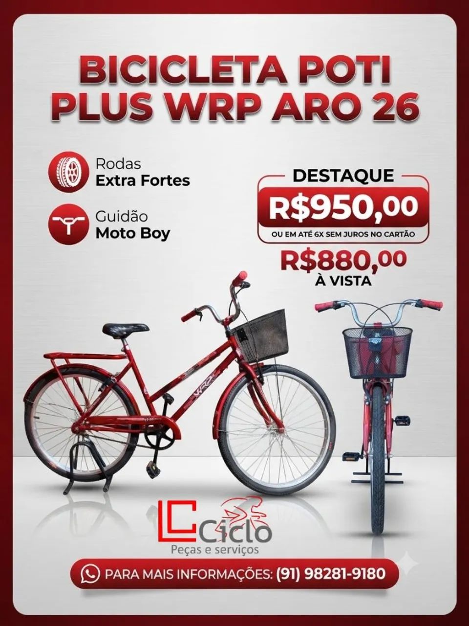 Bicicleta poti aro 26 com roda extra forte - Foto 3