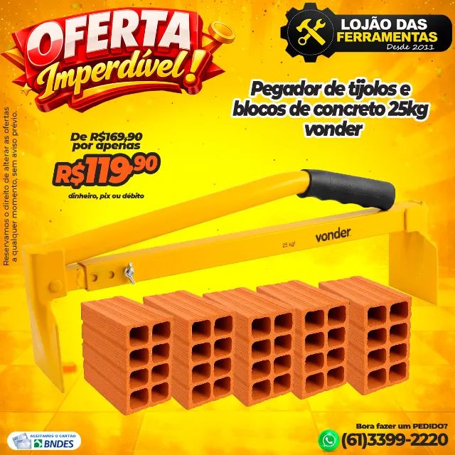 Pegador de tijolos e blocos de concreto 25kg vonder
