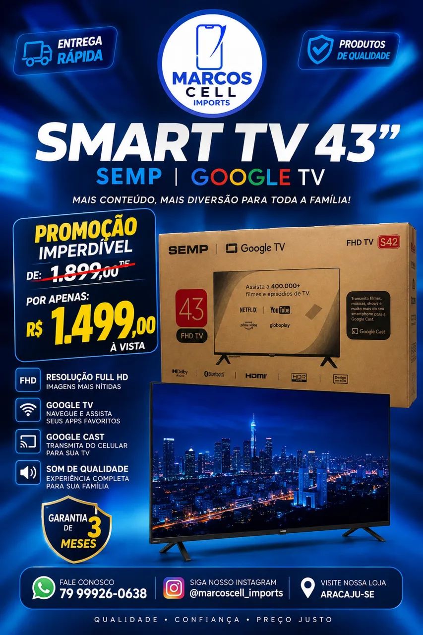 Venda TV Smart Ful HD 43 Polegadas Android 