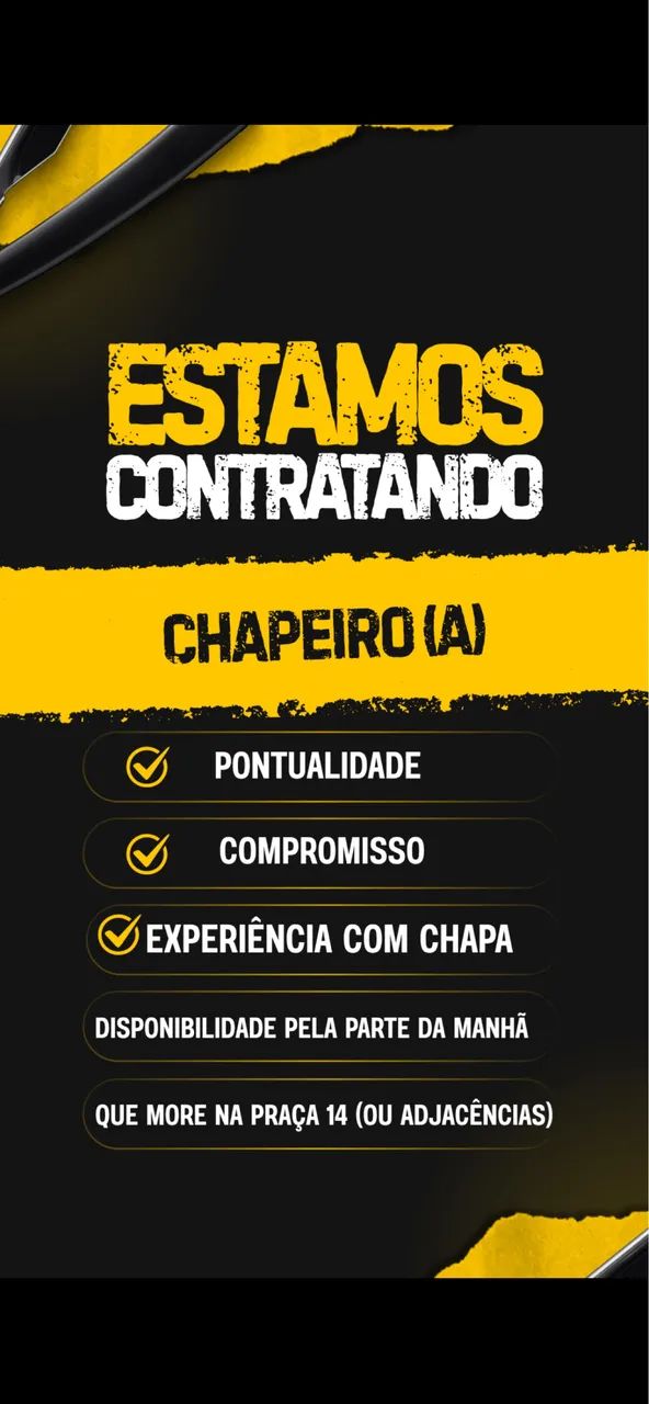 VAGA PARA CHAPEIRO