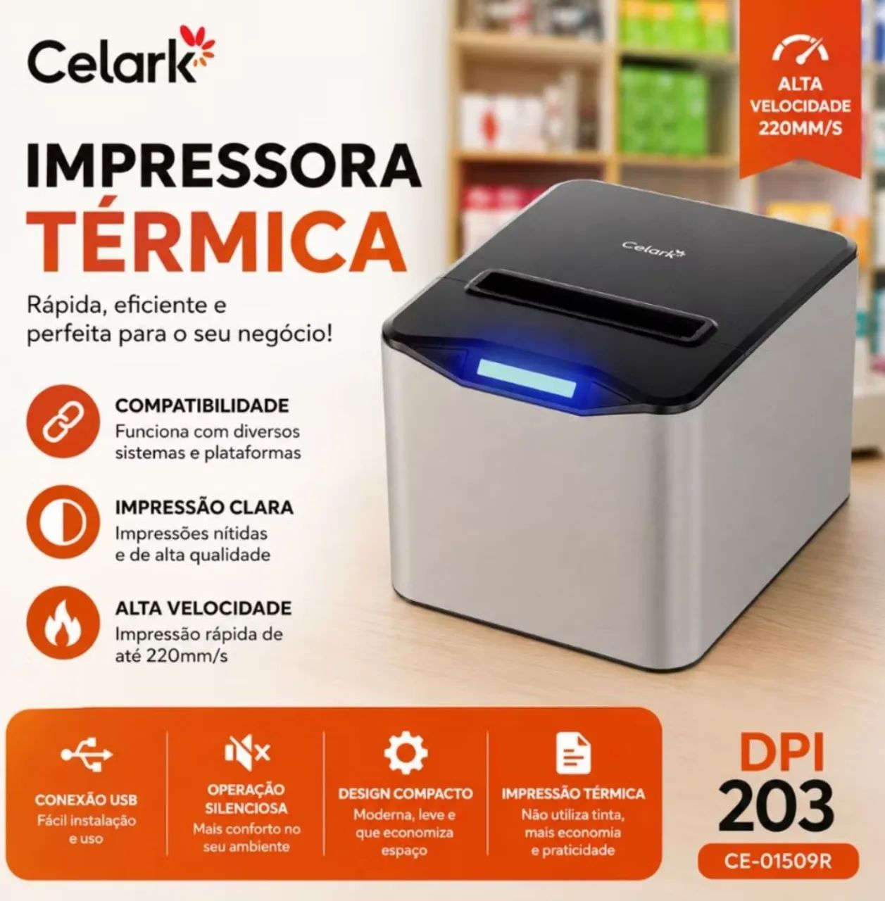 Impressora Térmica De Recibos Cupom Fiscal Etiquetas Com Corte Automático 80mm