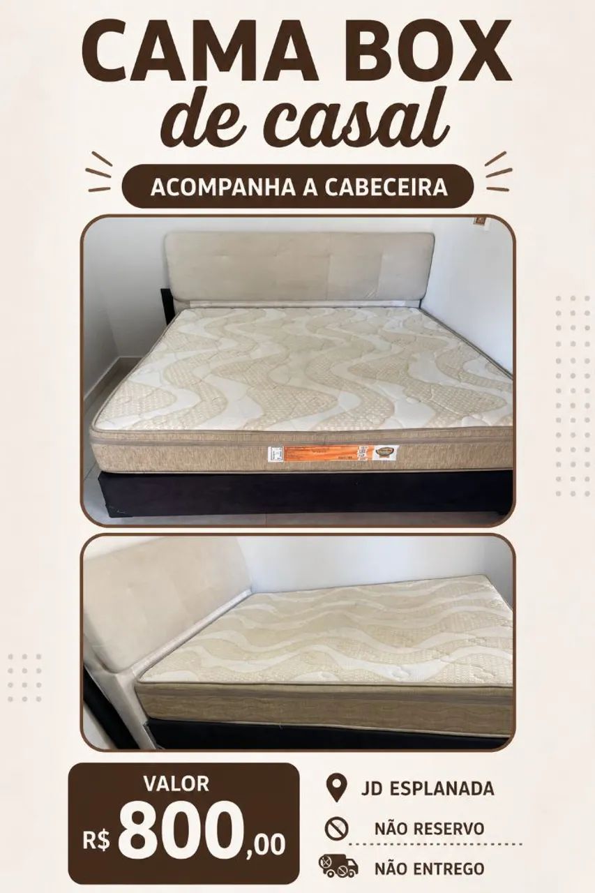 Cama box de  casal junto a cabeceira 