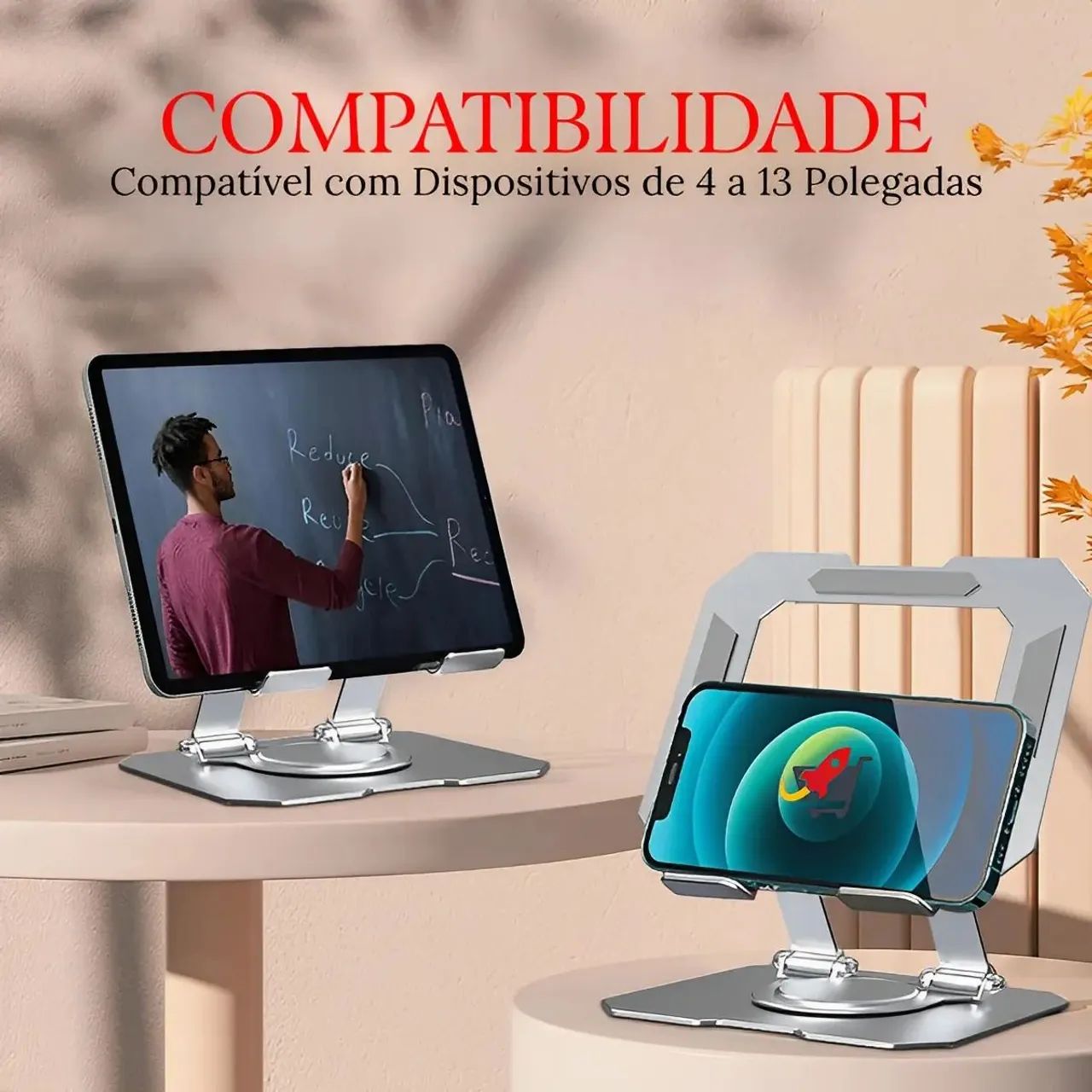 Suporte giratório de alumínio para tablete,celular - Foto 5