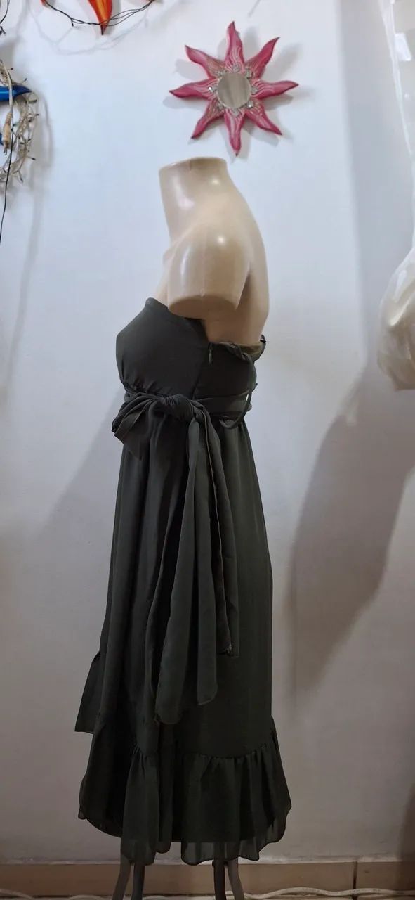 Vestido verde militar com bolsos - Foto 2