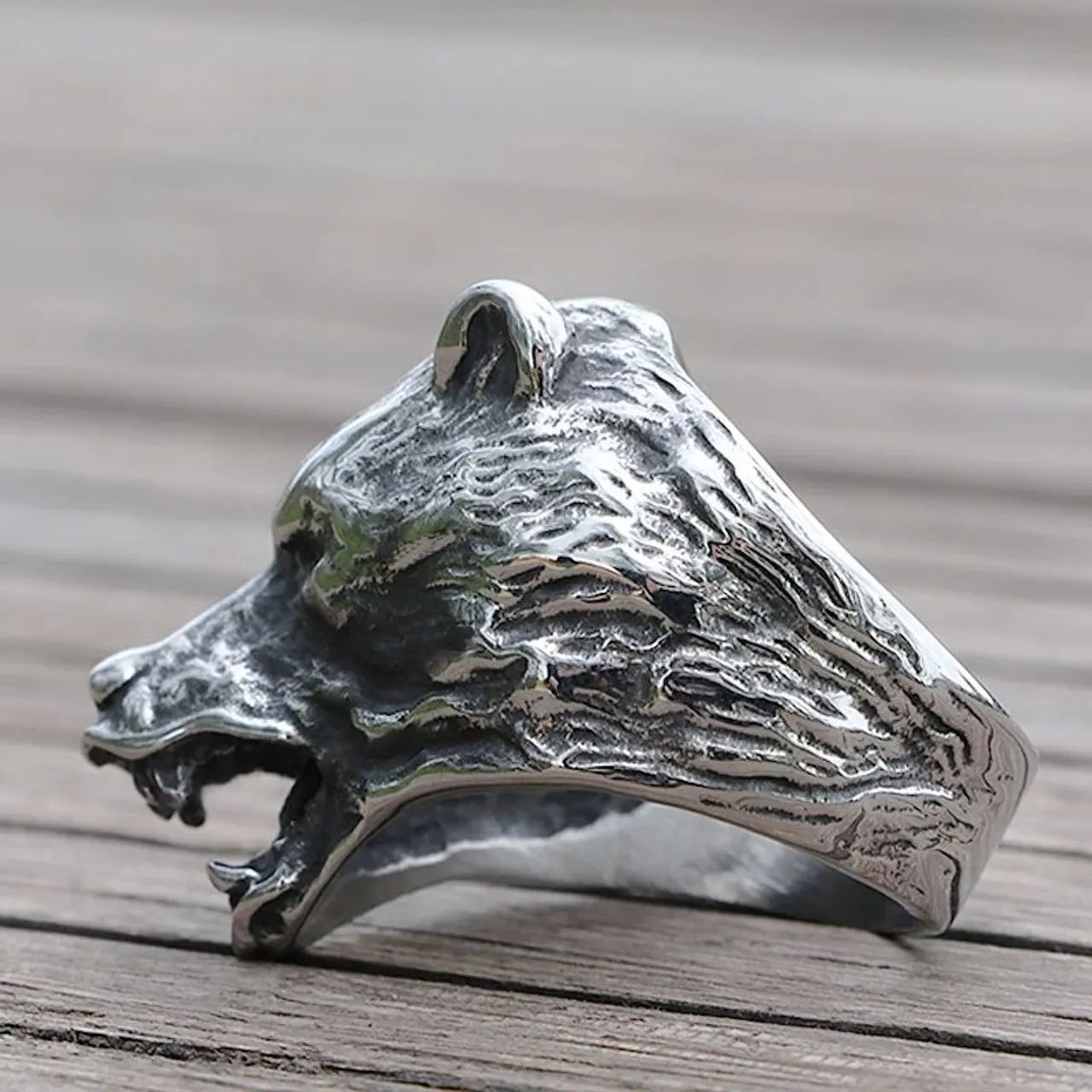 Anél Viking Urso Berserk de aço  - Foto 5