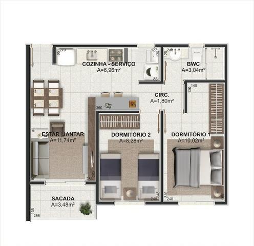 (L) Apartamento nunca habitado 2 dormitórios, condomínio com área de lazer! - Foto 3