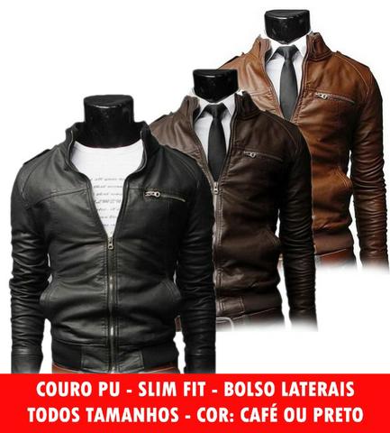 jaqueta de couro pu masculina