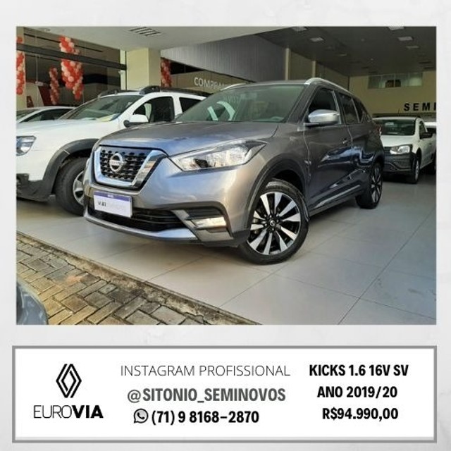 KICKS 1.6 16V SV ANO 2019/20 R$94.990,00