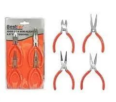 Kit Jogo De 4 Mini Alicates 4,5 Polegadas Profissional Com Mola - Bestfer