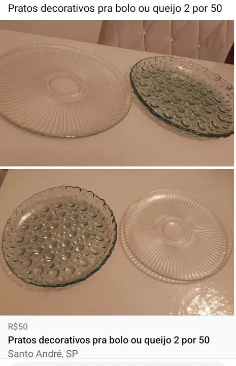 Pratos Decorativos para Bolo ou Queijo