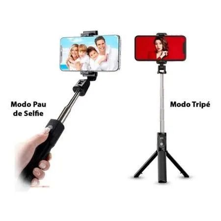 Tripé e bastão de selfie, 2 em 1 Suporte multifuncional
