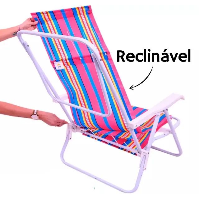 Forro Refil Cadeira Praia Reclinavel Deitar Montagem 2 Minutos - Foto 4