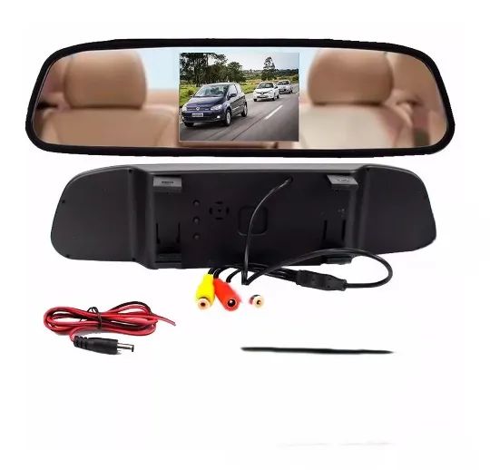 tela retrovisor lcd 4.3 polegada para câmera de ré 