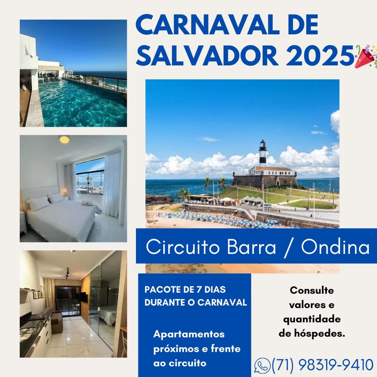 Apartamentos próximo ao circuito Barra/Ondina - Carnaval Salvador 2025