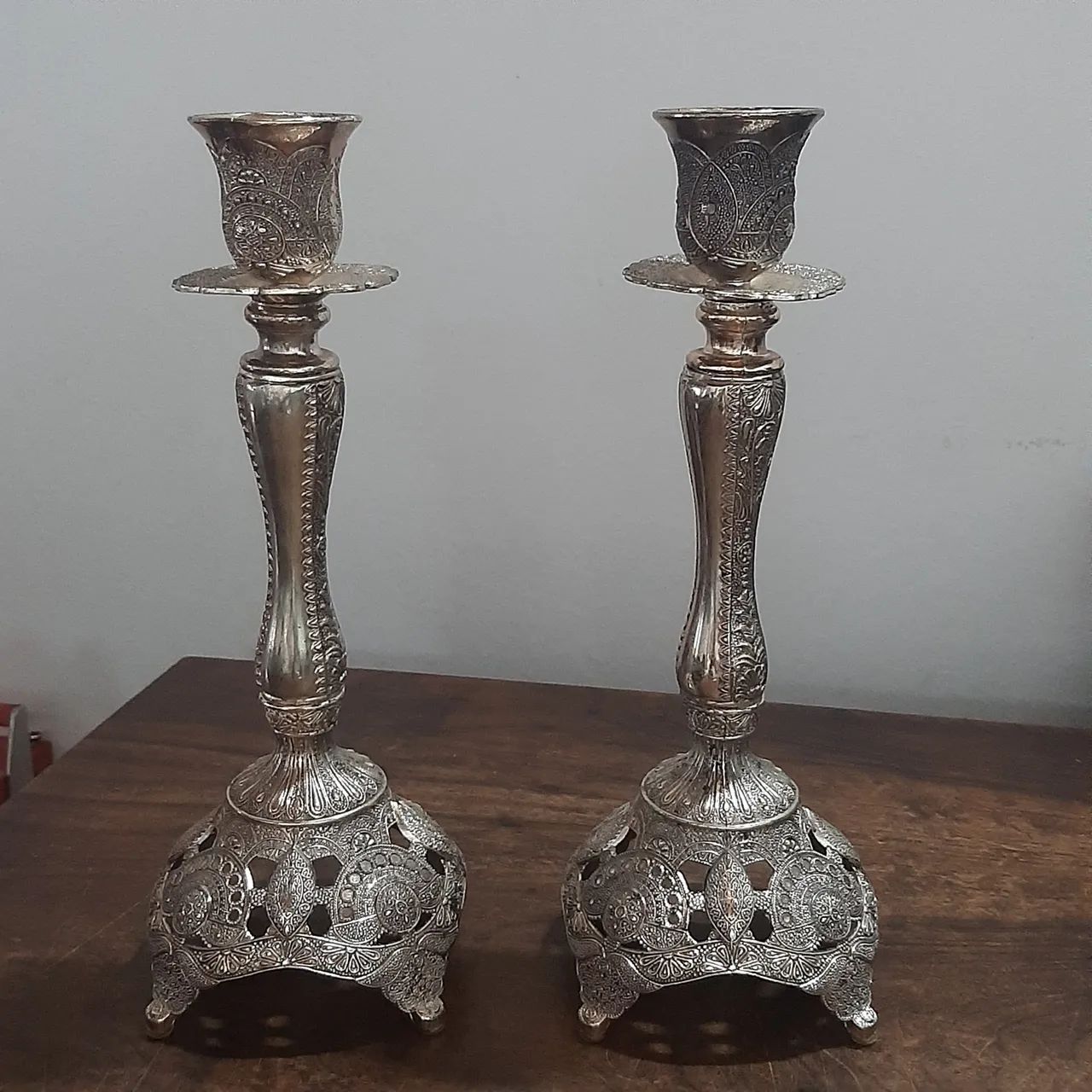 Par de Casticais banho de Prata 