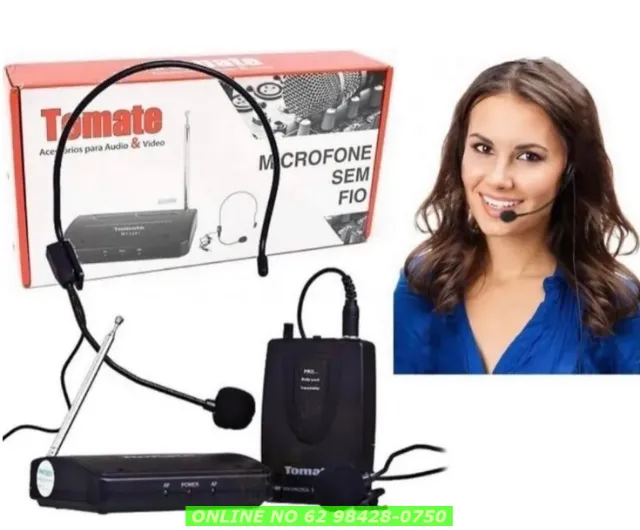 Microfone Sem Fio Redução Ruido Reprodução Voz Headset